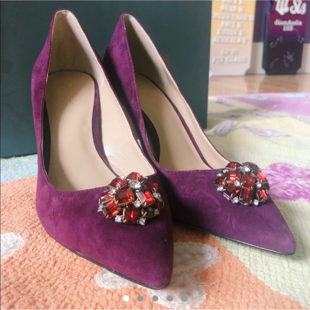 Ann Taylor Aisling Suede Gemstone Pump Heels